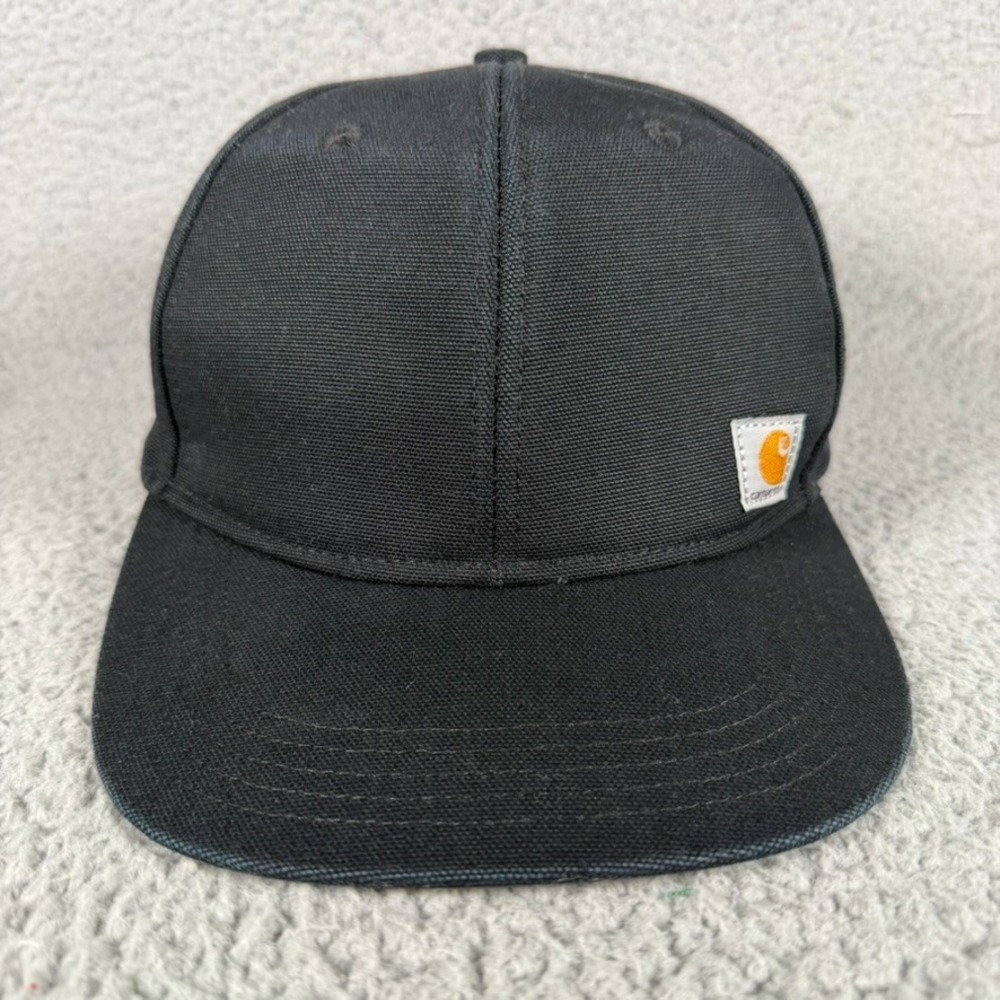 Carhartt Hudson Cap Unisex One Size Black Canvas 100% Cotton Duck Snapback Logo